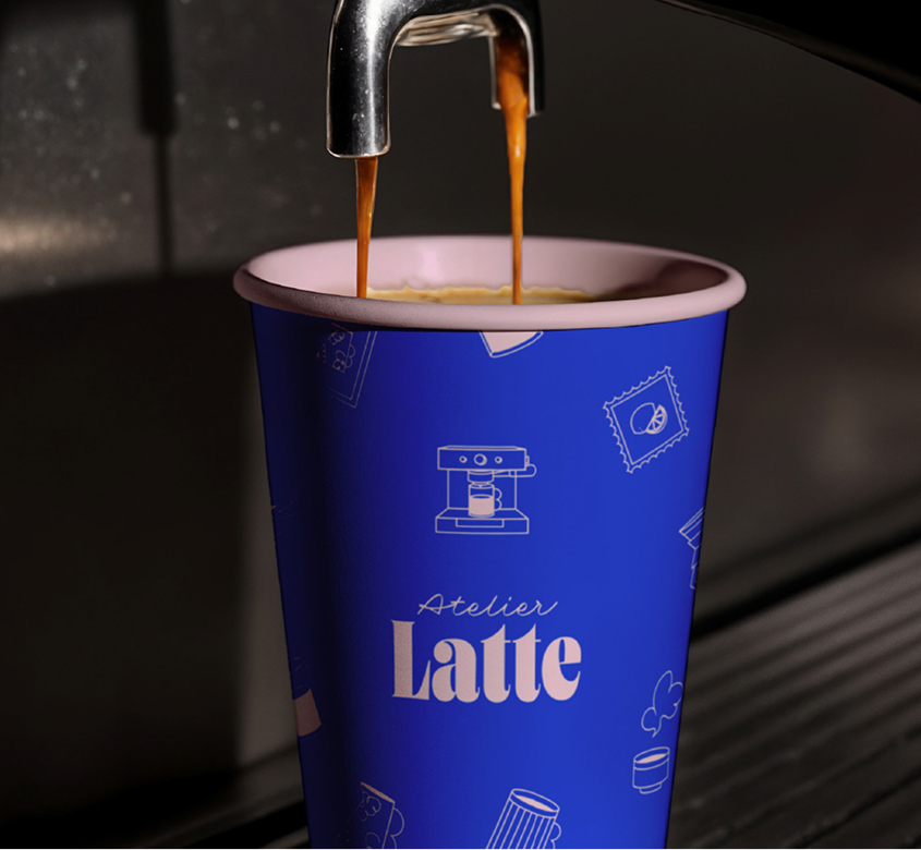 Gobelet personnalisé aux couleurs du café Atelier Latte